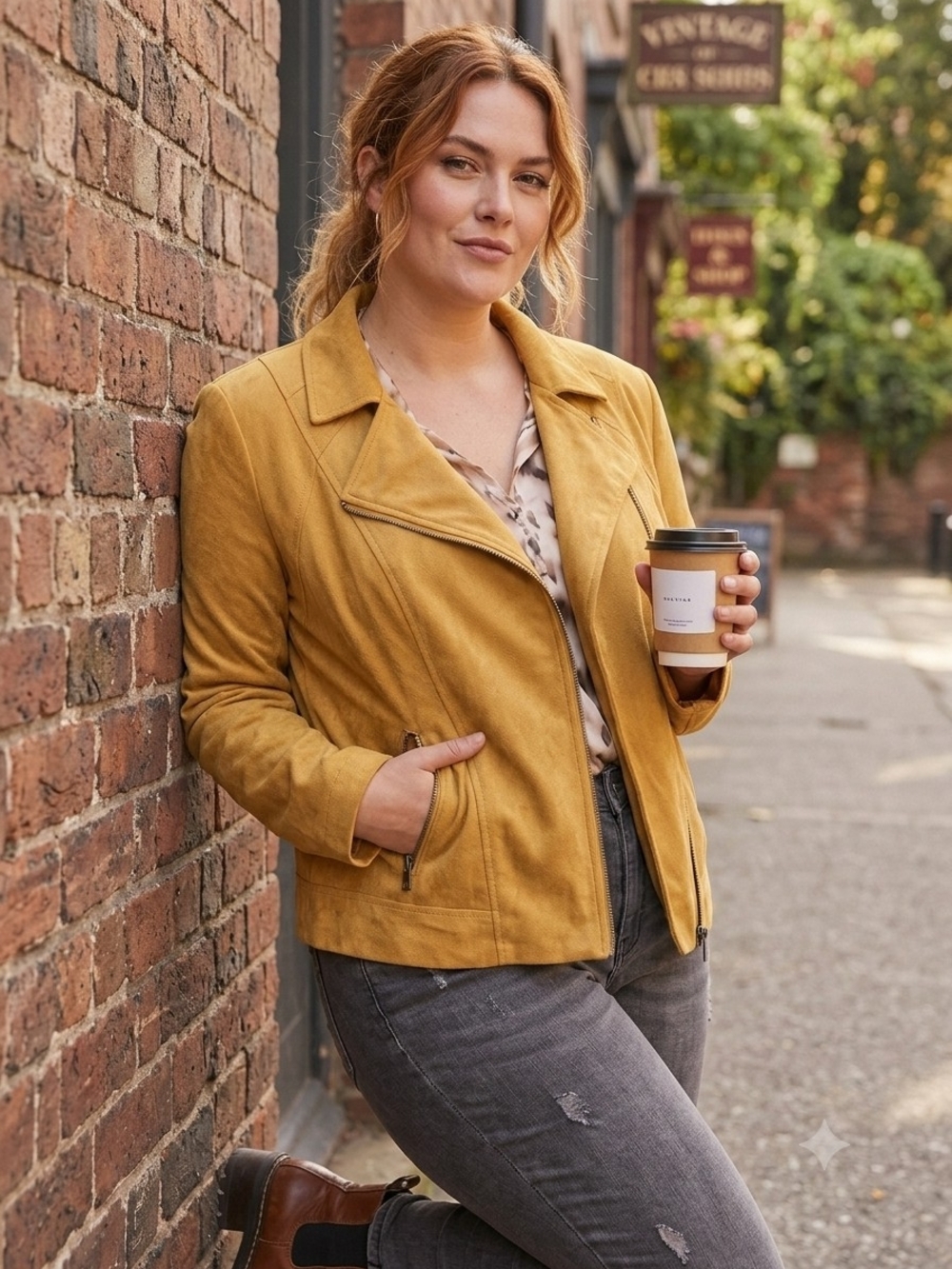 Tan Jay Faux Suede Moto Jacket Boho Chic Western Core Layer Street Style